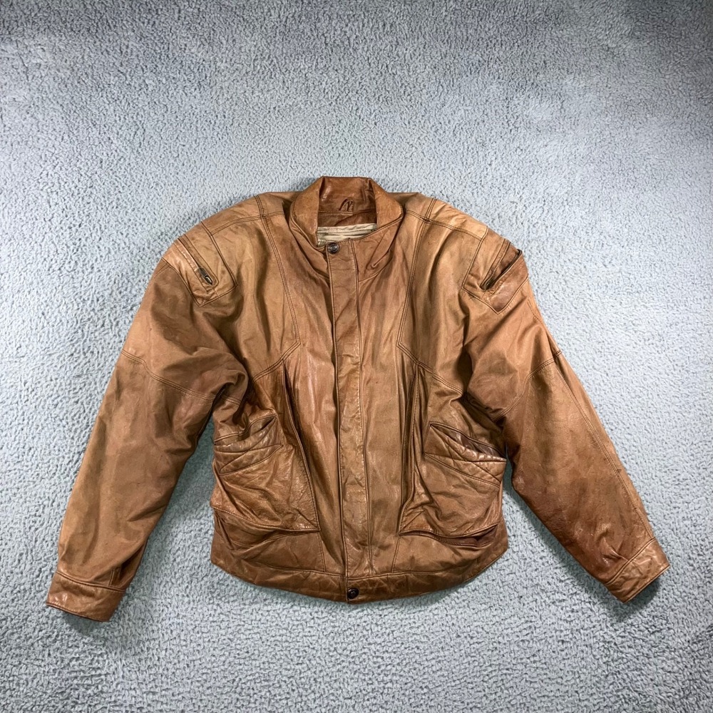 Vintage Adventure Bound Leather Jacket Men Medium Full Zip Bomber‎ Thinsulate